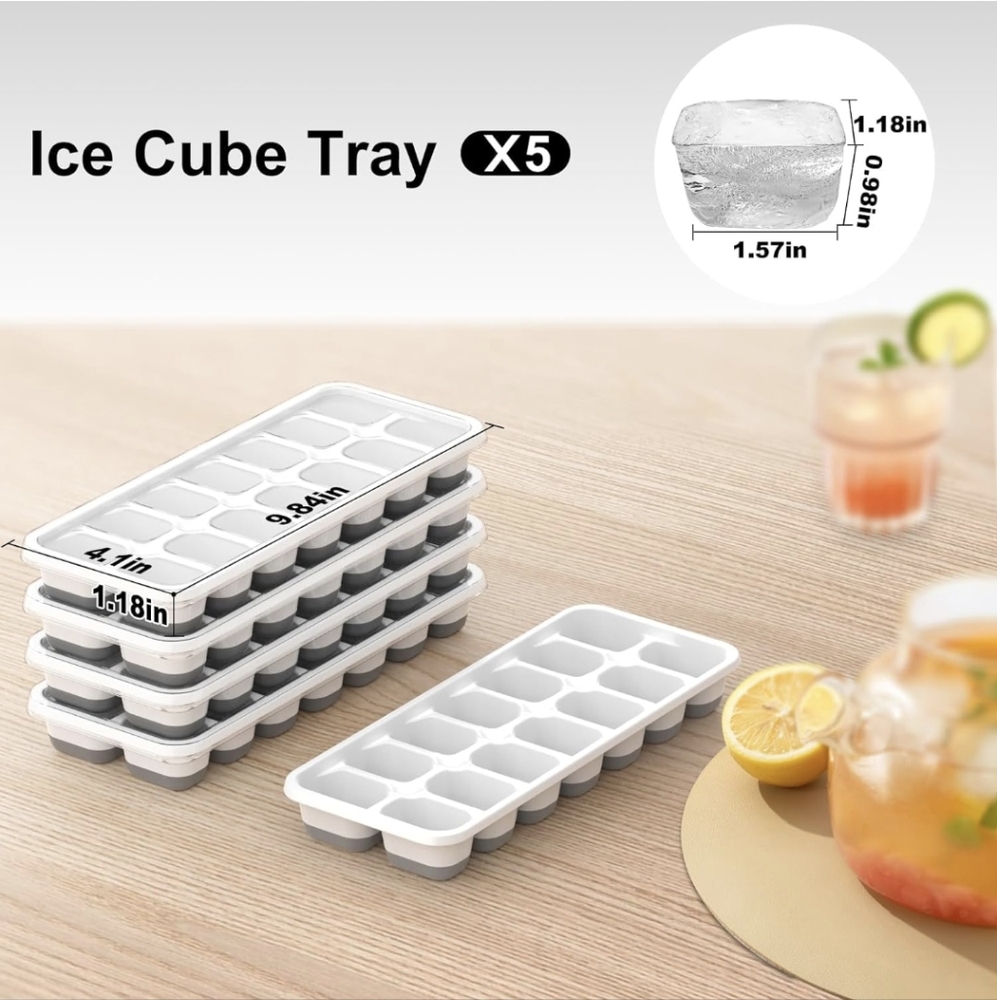 Easy Release Reusable Ice Cube Trays Set of 5